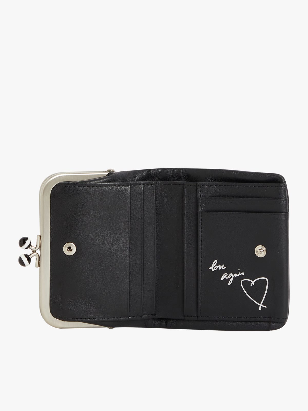 black leather wallet with fastener