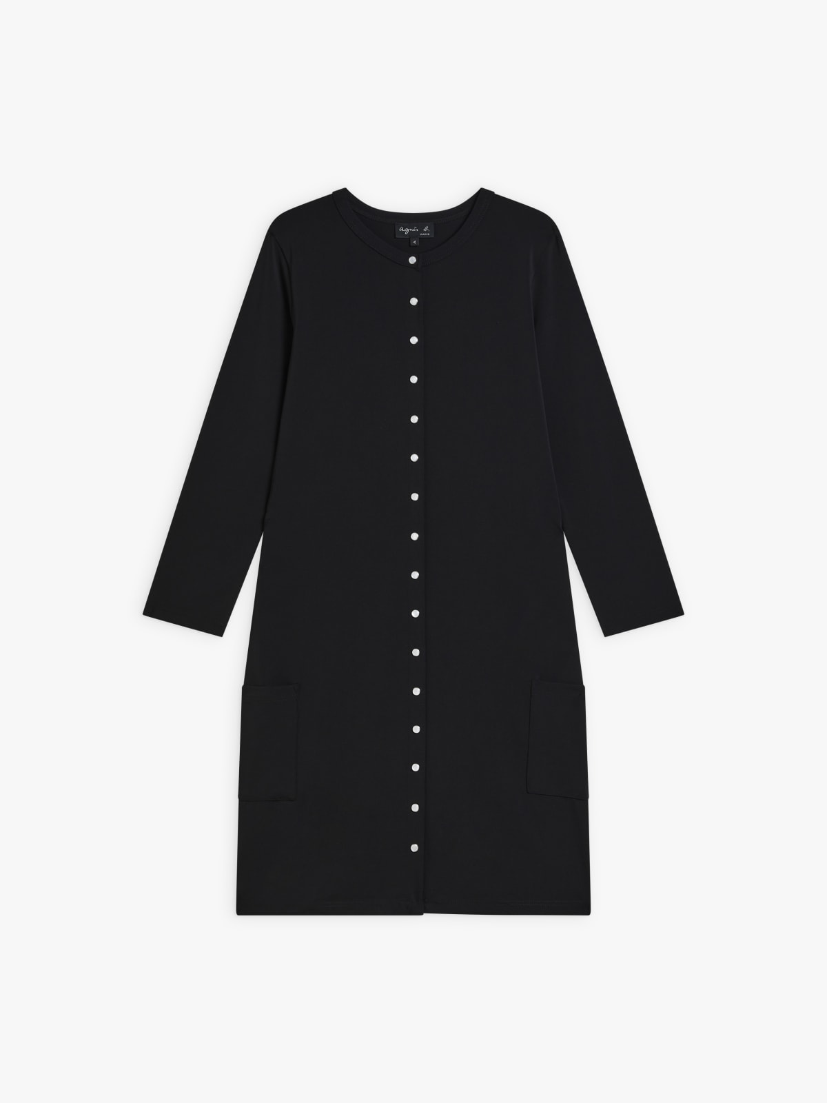 black polyamide crêpe cardigan dress