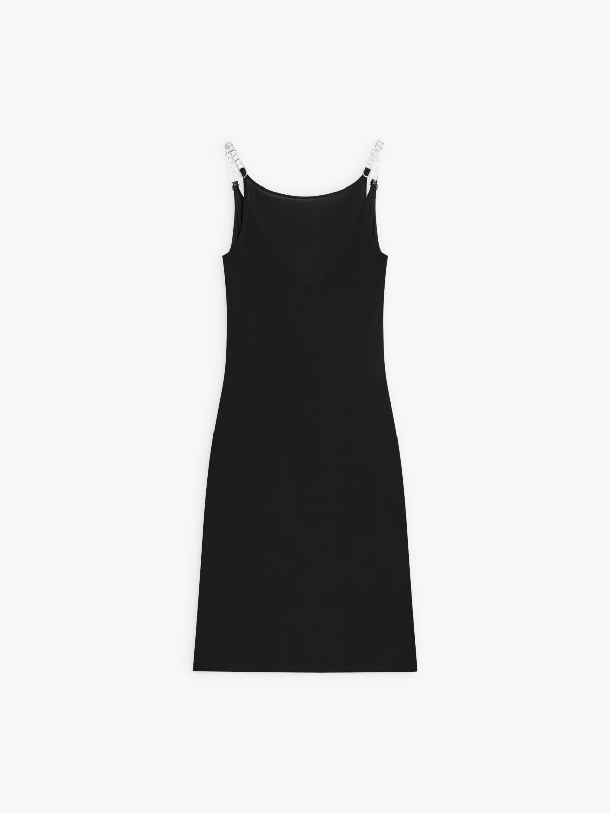 black crepe jersey Elko Strass dress with rhinestone straps