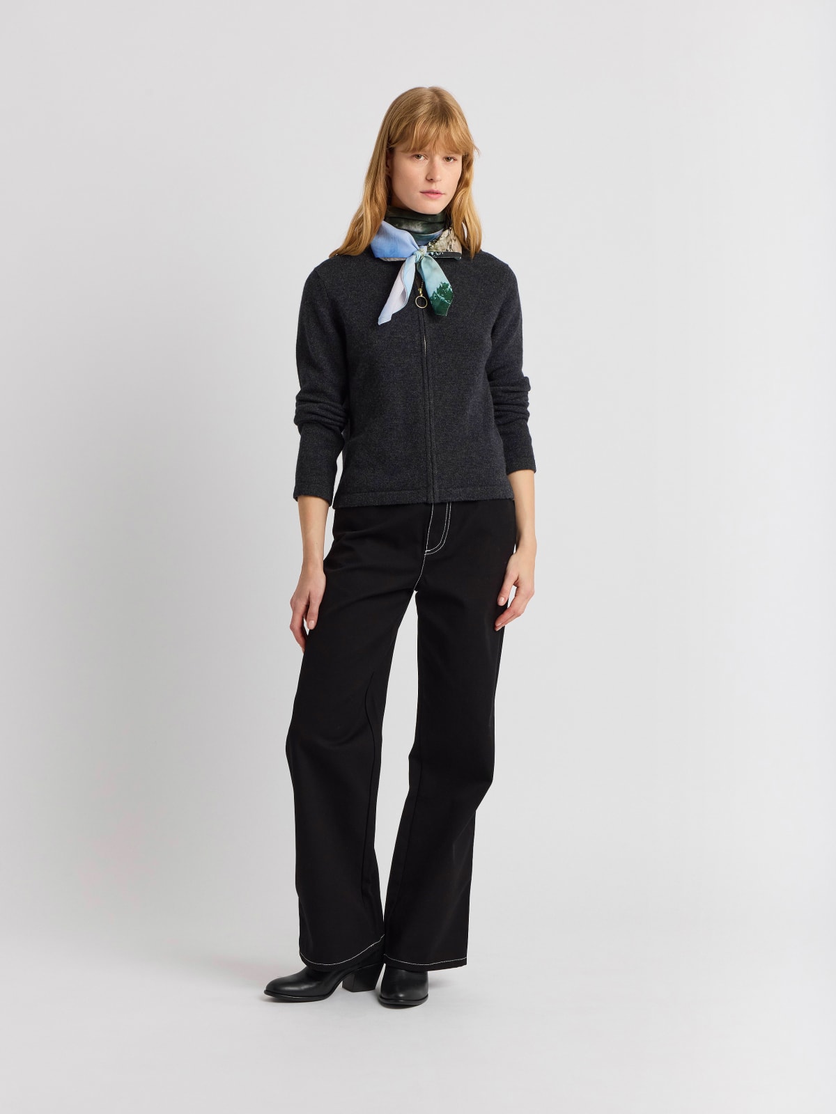 grey cashmere Zip cardigan