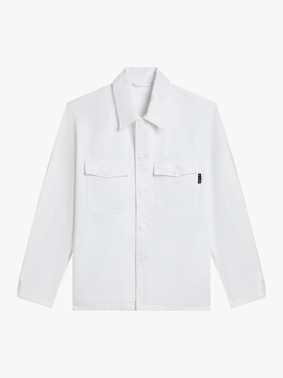 white herringbone cotton overshirt