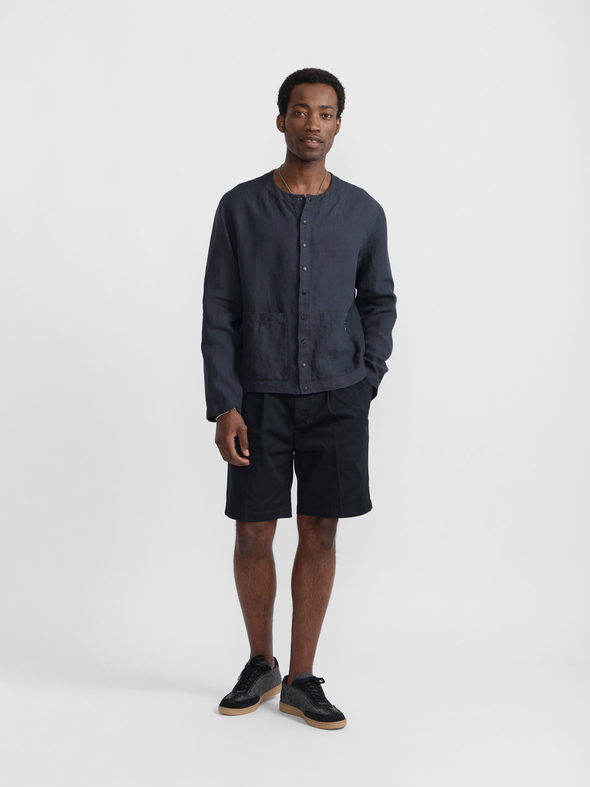 grey linen cardigan shirt