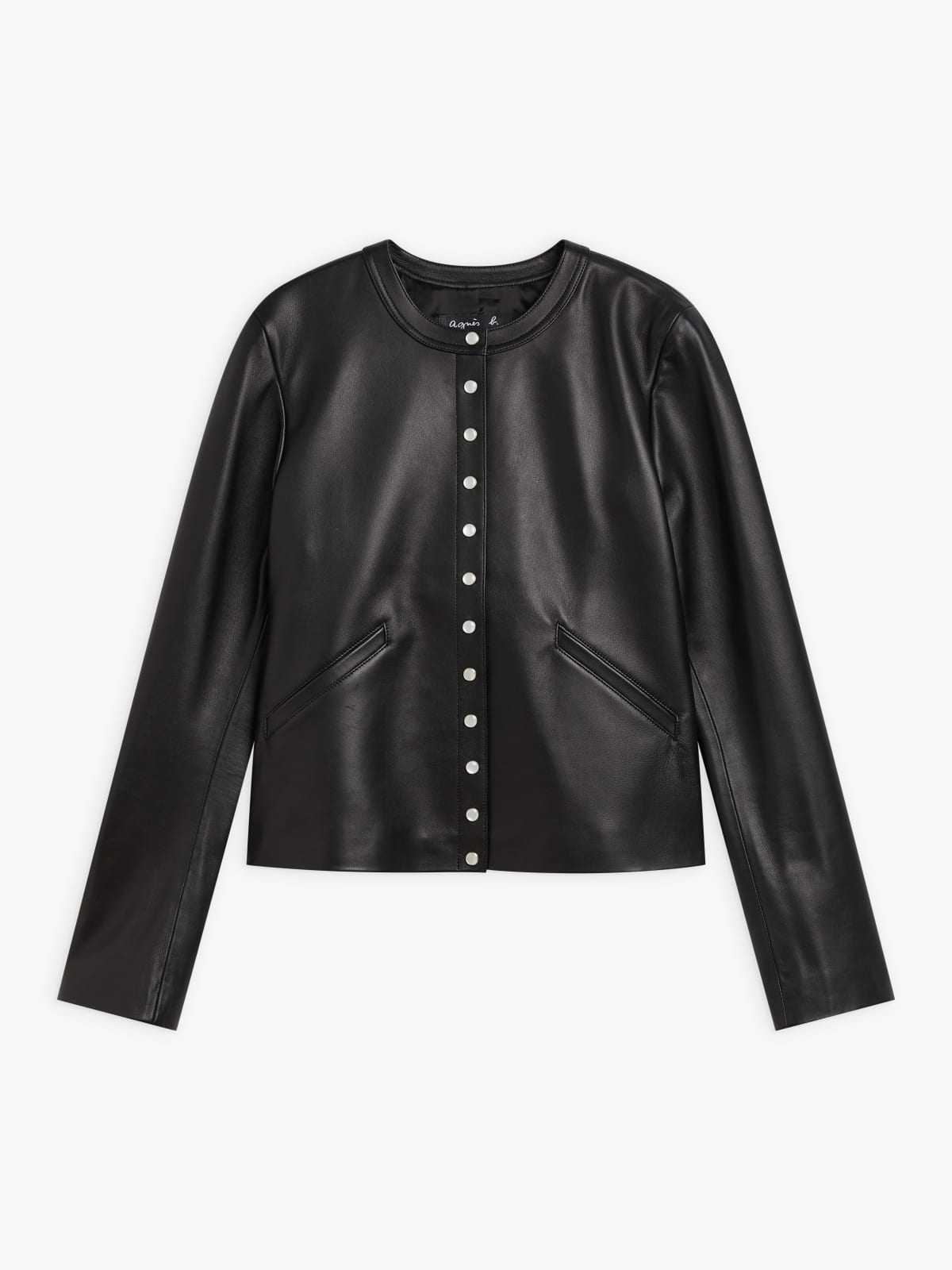 lamb leather snap cardigan