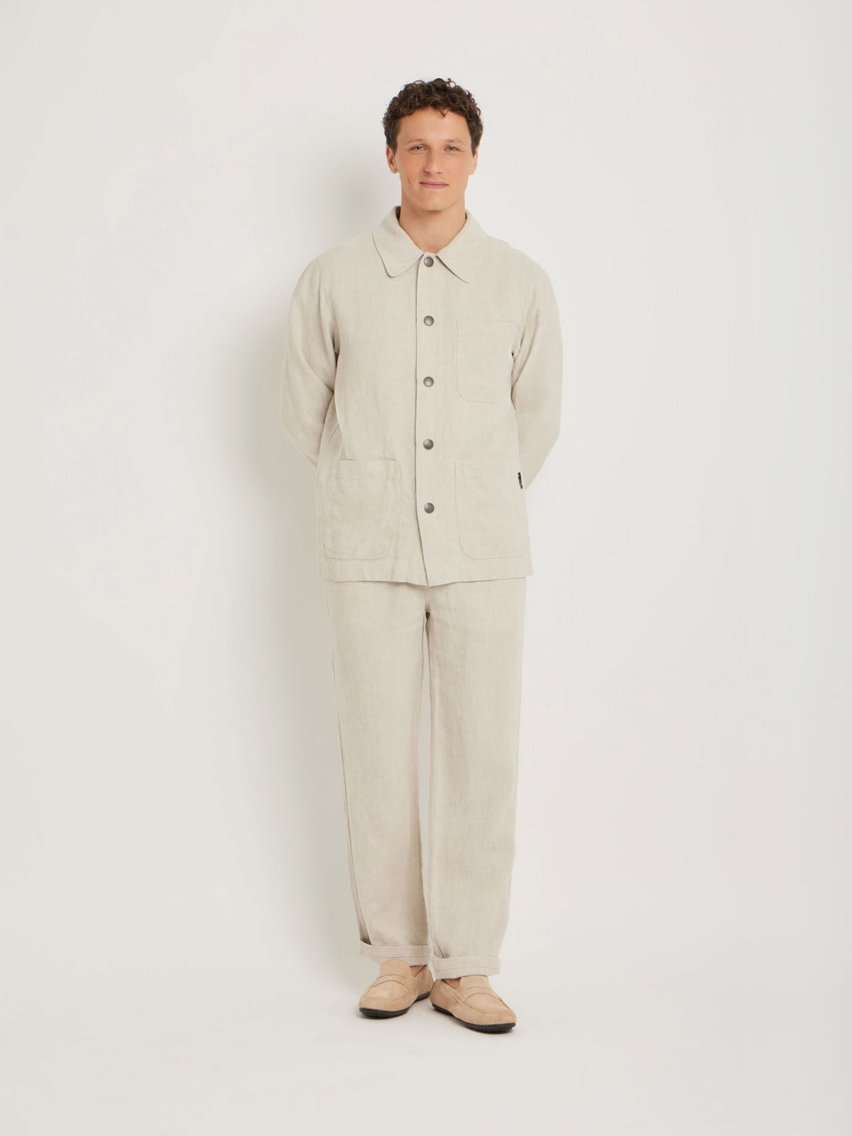 beige Sanshui linen jacket
