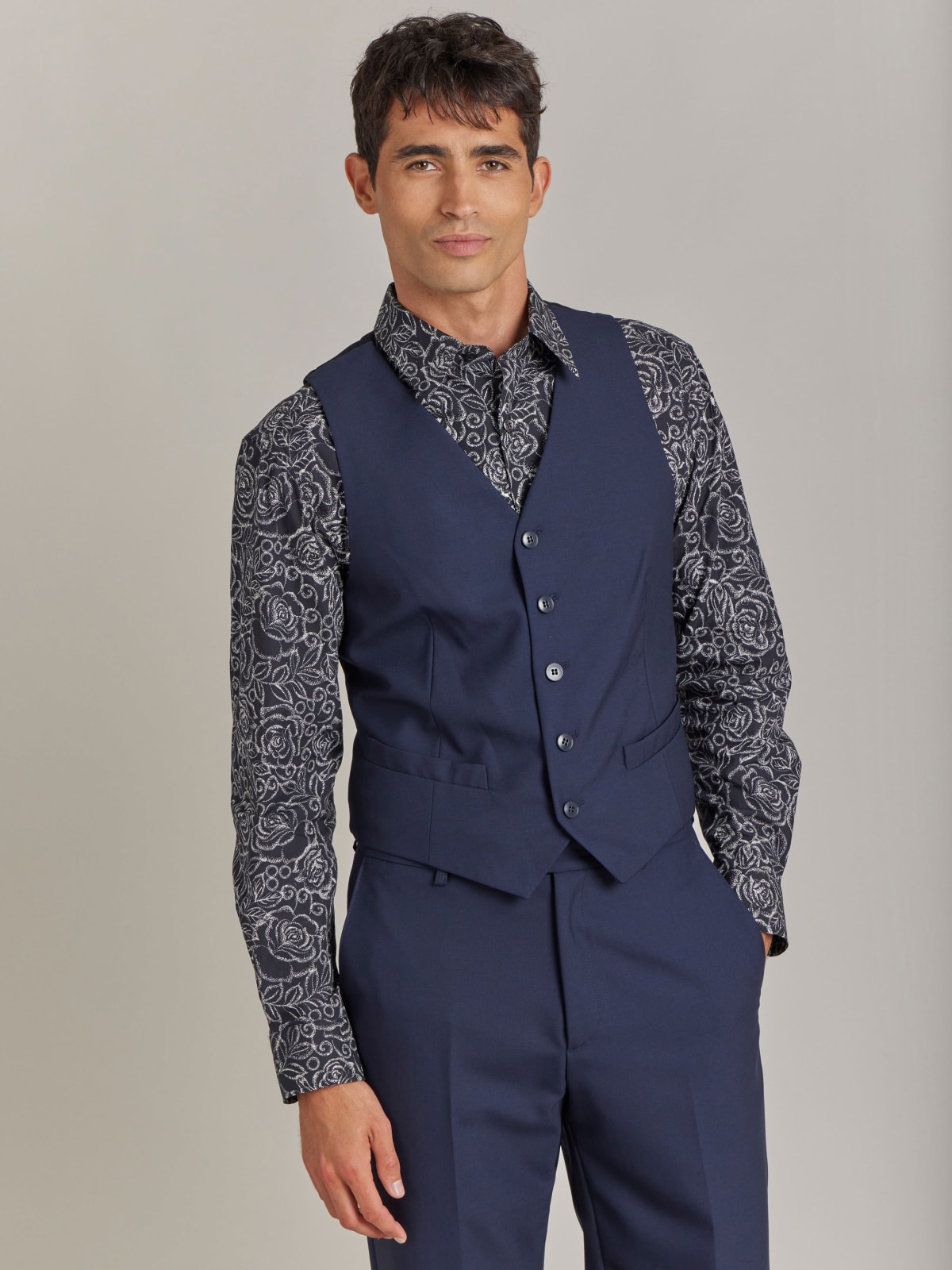blue worsted wool waistcoat