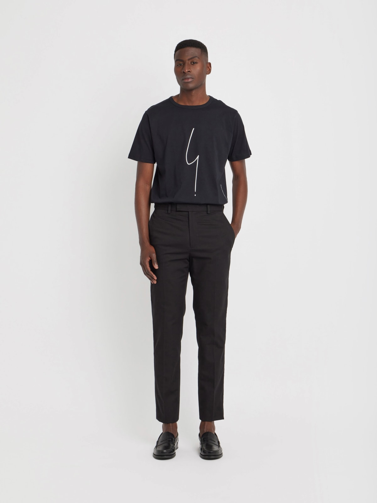 black Lucky Slim cotton trousers
