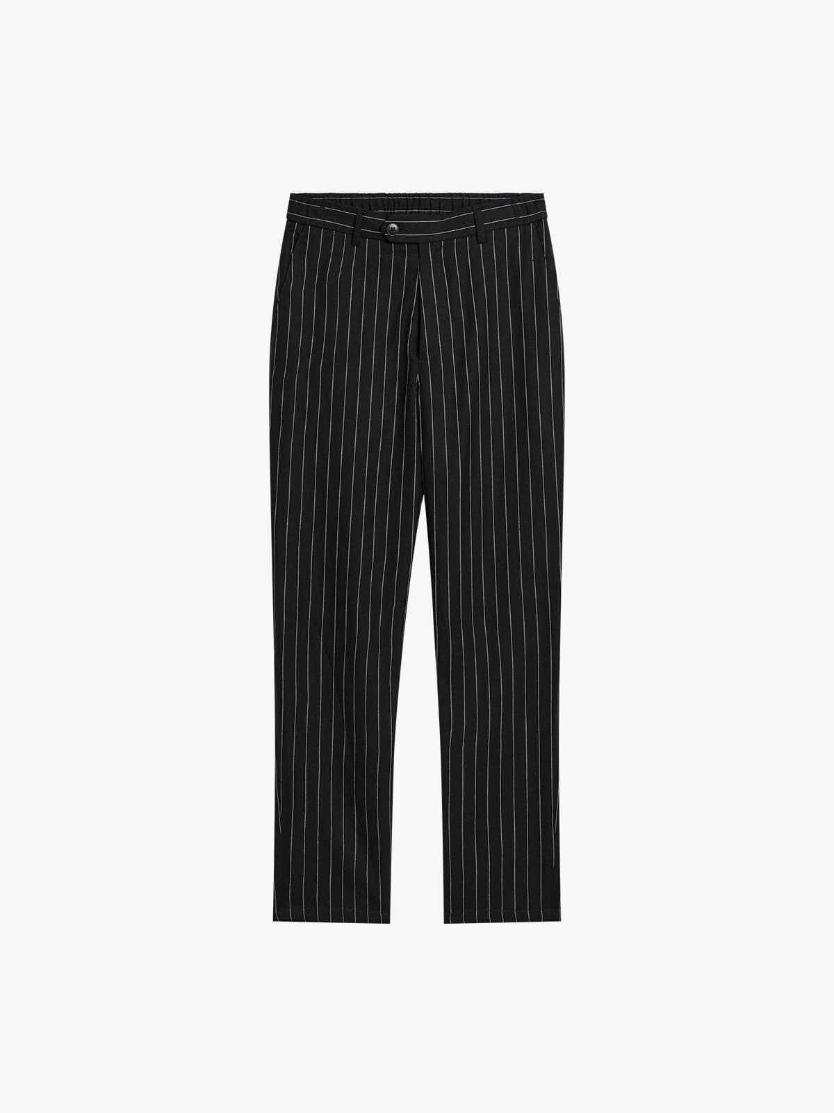 black Noamm striped linen trousers