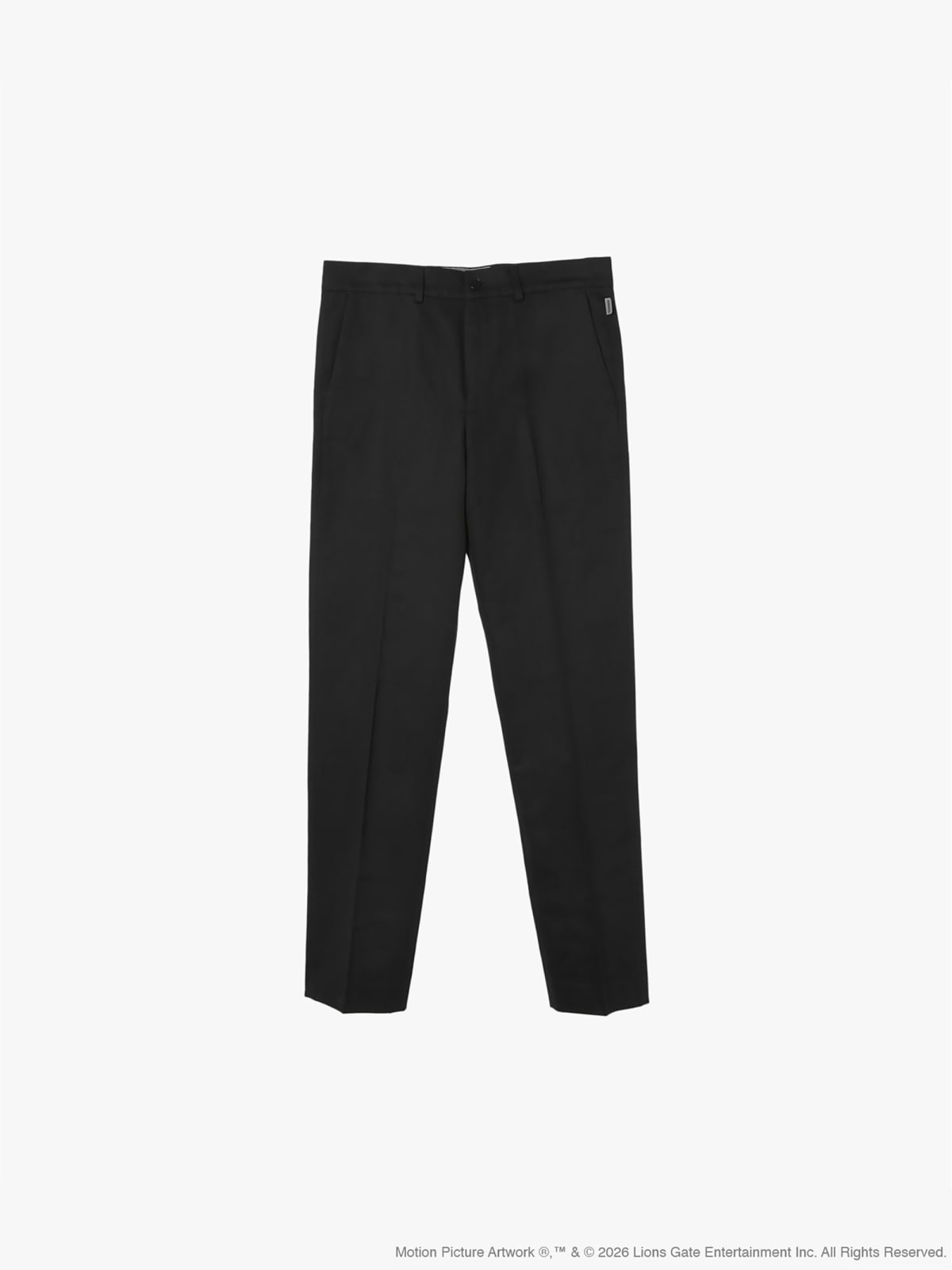 black straight-leg cotton trousers
